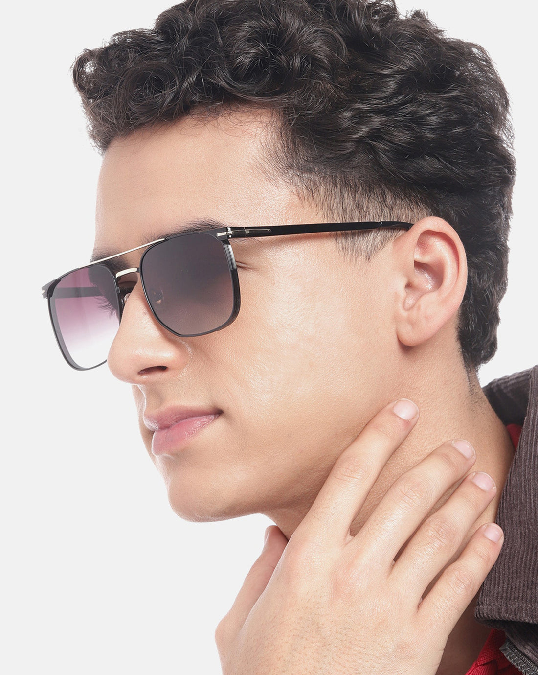 Premium Black with Gold Toned &amp; Polarised Lens Square Sunglass for men