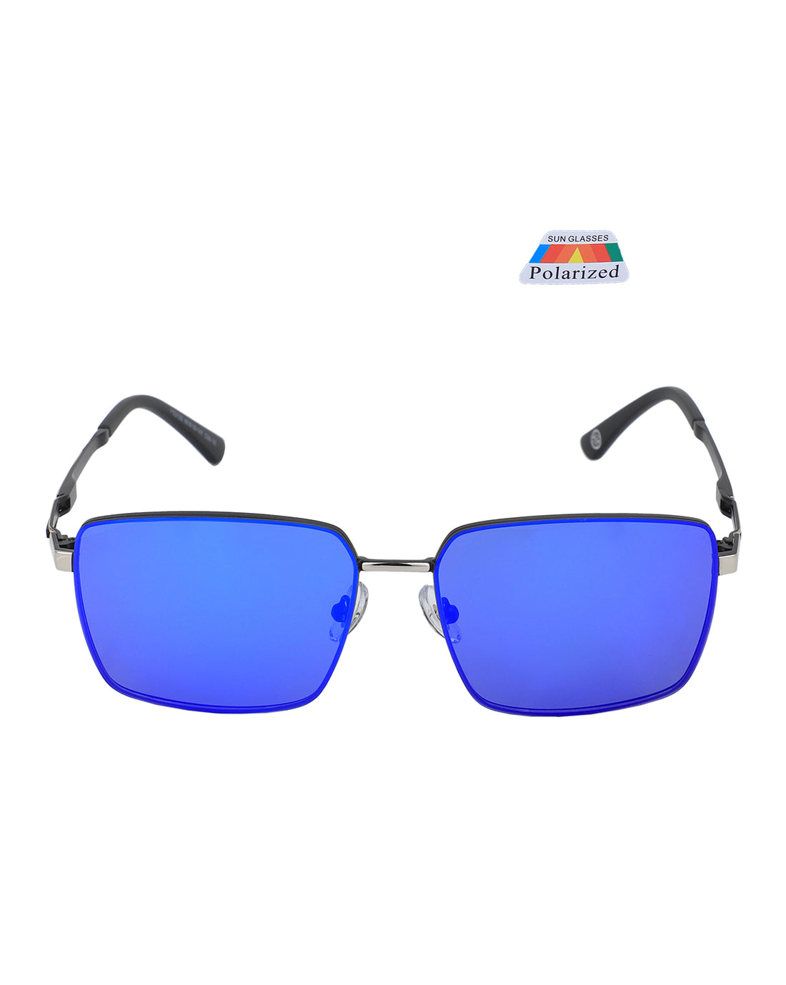 Premium Black with Silver Toned & Polarised Lens Square Mirror Sunglass for men