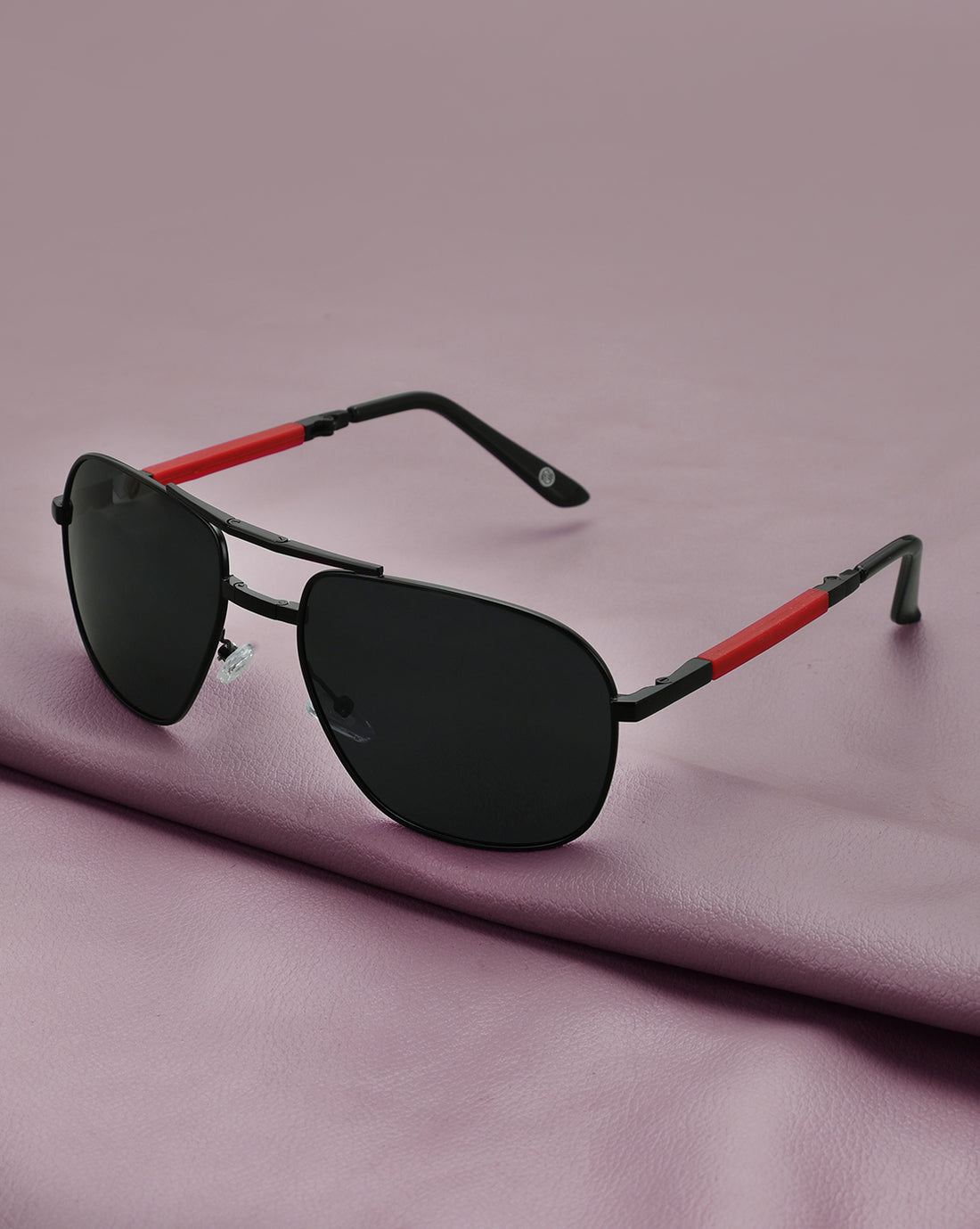 Gold with Red Toned Polarised Lens Foldover Rectangle Sunglass for mens