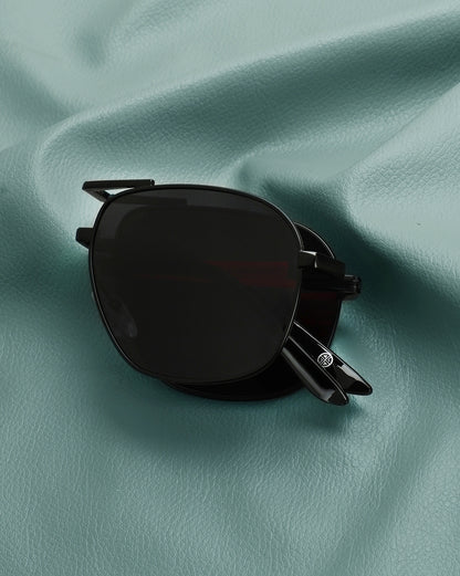 Gold with Red Toned Polarised Lens Foldover Rectangle Sunglass for mens