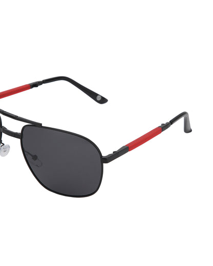 Gold with Red Toned Polarised Lens Foldover Rectangle Sunglass for mens