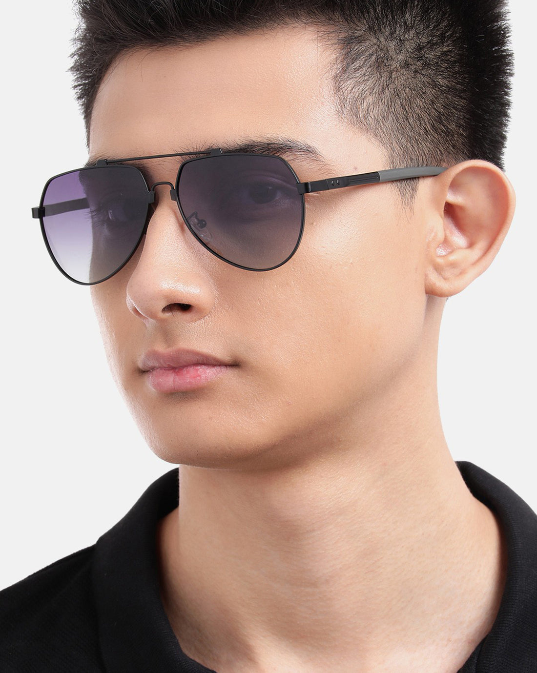 Black Toned with Blue Polarised Lens Aviator Sunglass for mens
