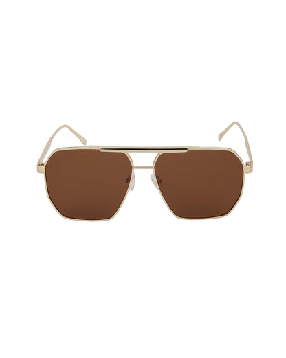 Gold Toned with Brown Polarised Lens Oversized Sunglass for mens
