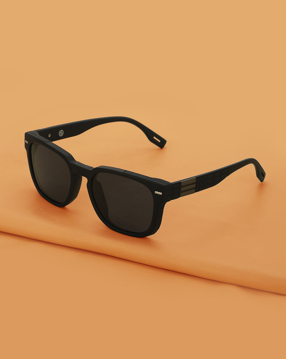 Black with Metallic Toned and Black Polarised Lens Rectangle Sunglass for men