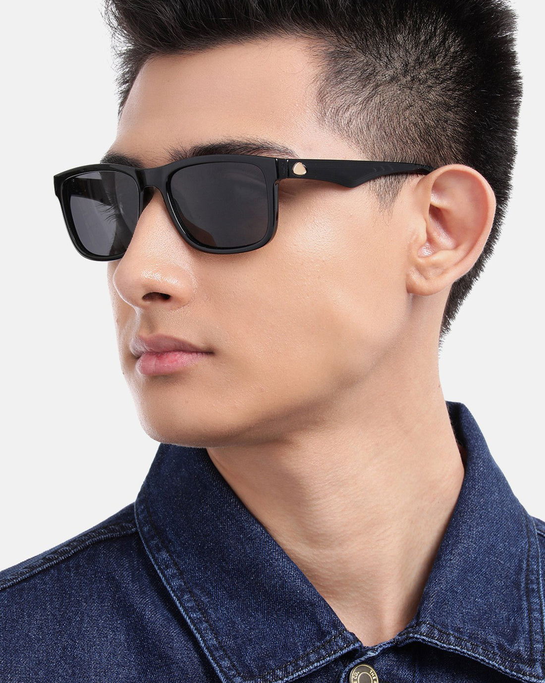 Black and Gold Toned with Blue Polarised Wayfarer Sunglass for men