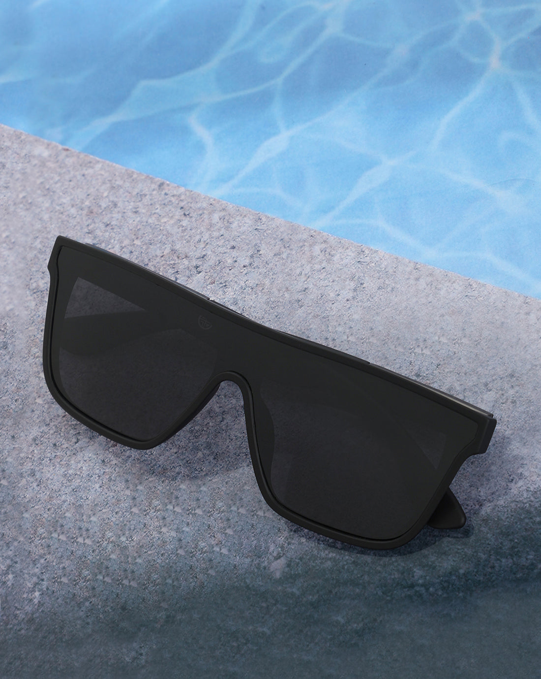 Black and Metallic Toned with Black Polarised Shield Sunglass for men