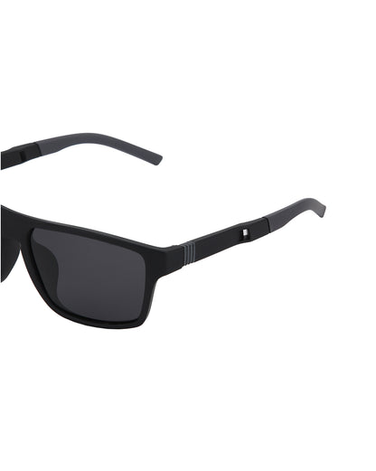 Black Toned with Black Polarised Lens Rectangle Sunglass for men