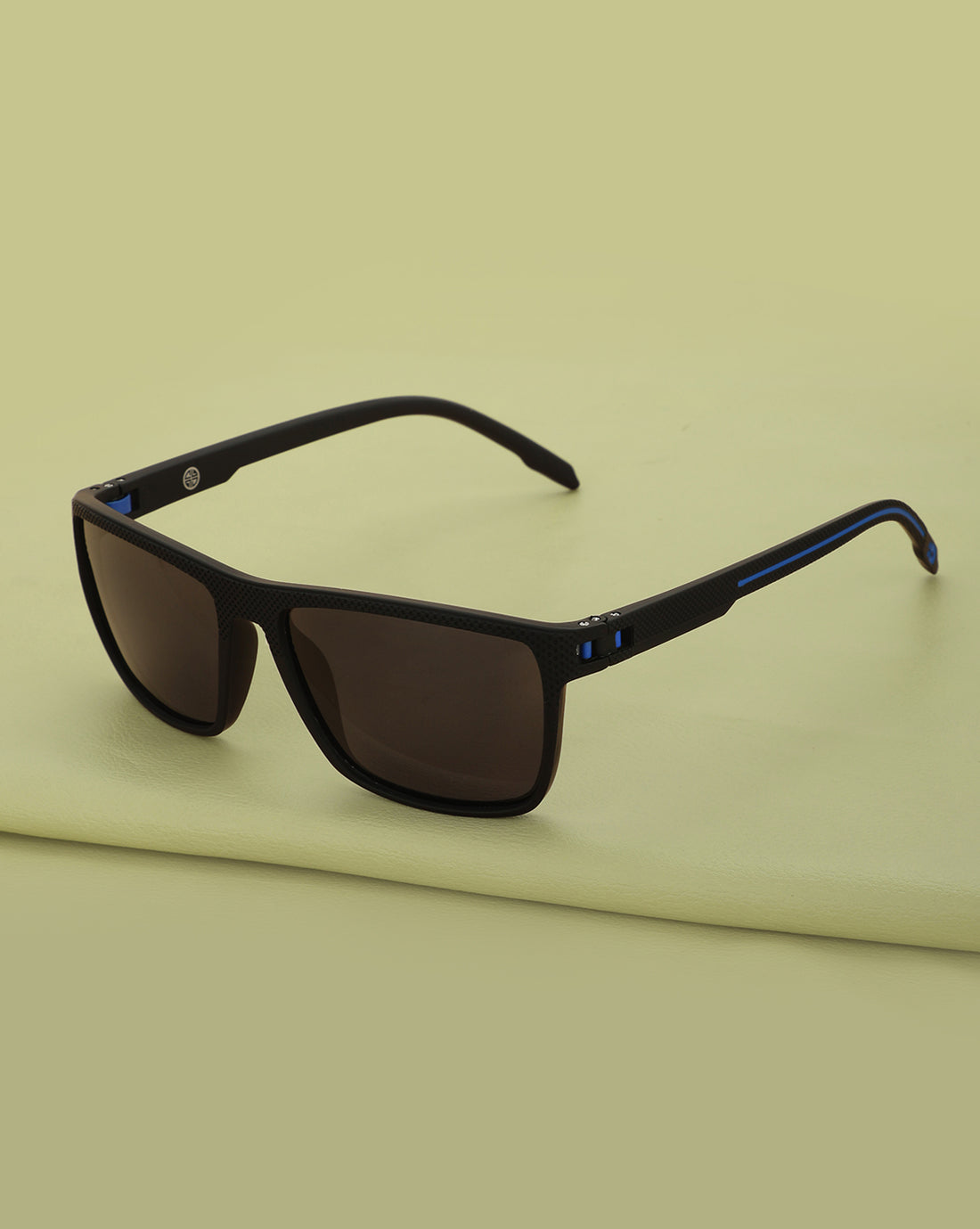 Black with Blue Toned and Black Polarised Lens Rectangle Sunglass for men