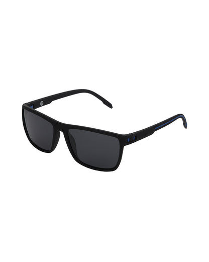 Black with Blue Toned and Black Polarised Lens Rectangle Sunglass for men