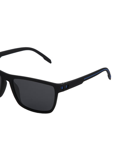 Black with Blue Toned and Black Polarised Lens Rectangle Sunglass for men