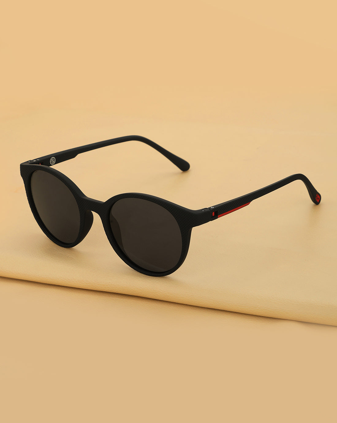 Black with Red Toned and Blue Polarised Lens Round Sunglass for men