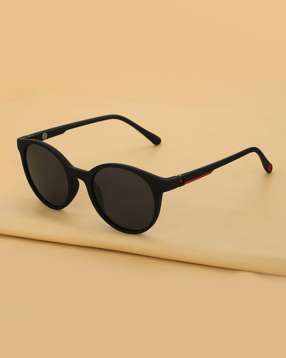 Black with Red Toned and Blue Polarised Lens Round Sunglass for men