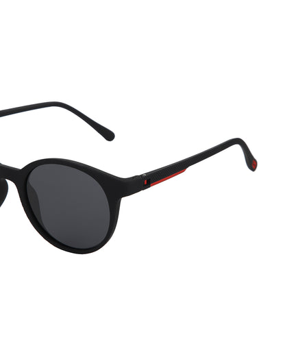 Black with Red Toned and Blue Polarised Lens Round Sunglass for men