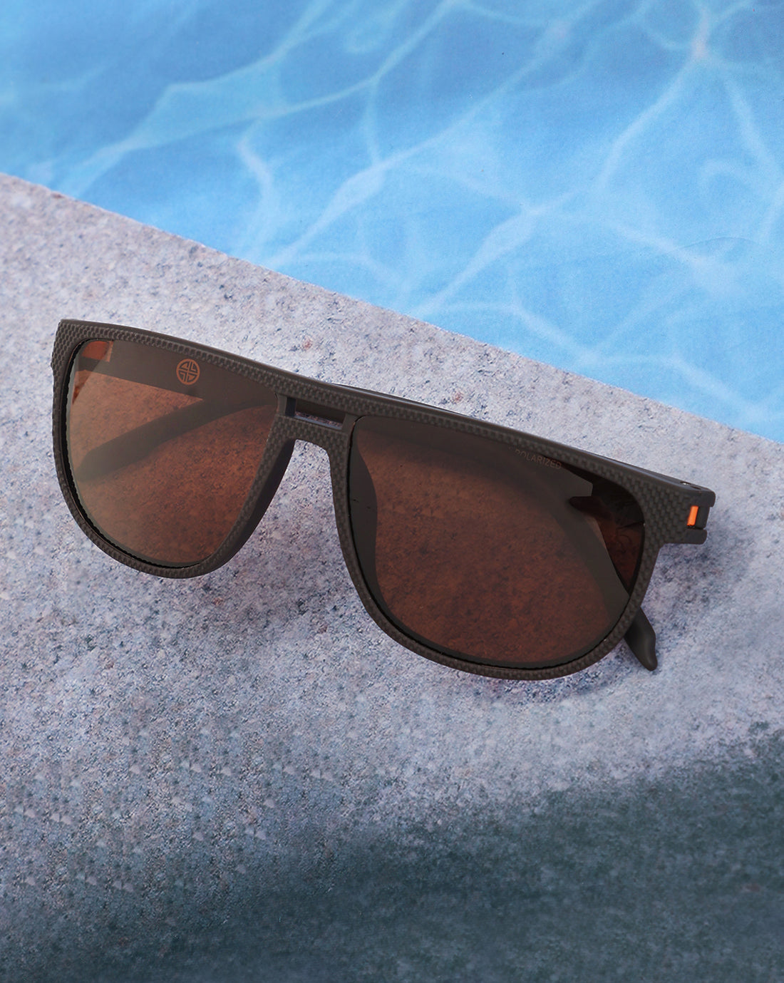 Brown with Orange Toned Brown Polarised Lens Wayfarer Sunglass for men