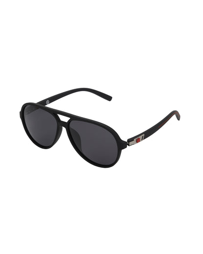 Black with Silver Toned and Black Polarised Lens Aviator Sunglass for men