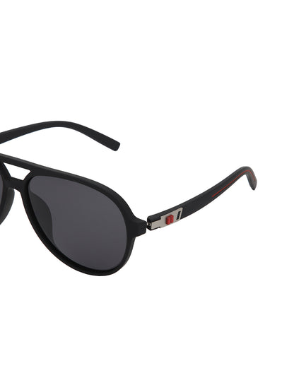 Black with Silver Toned and Black Polarised Lens Aviator Sunglass for men