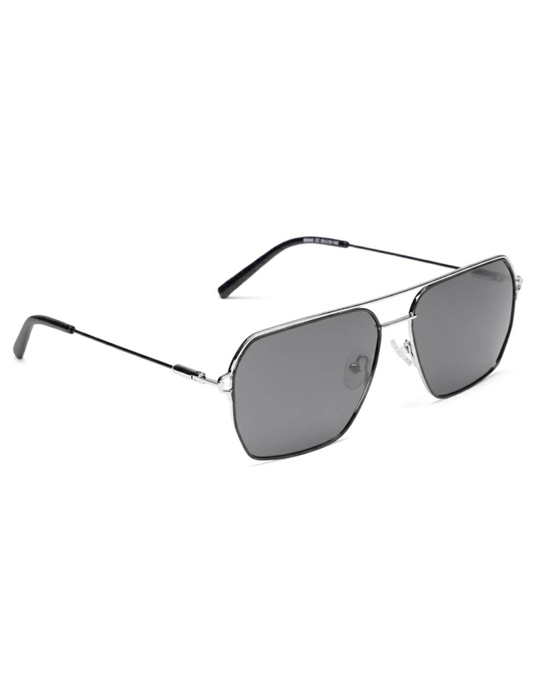 Men Premium Polarised UV Protected Black Lens Silver Toned Rectangle Sunglasses