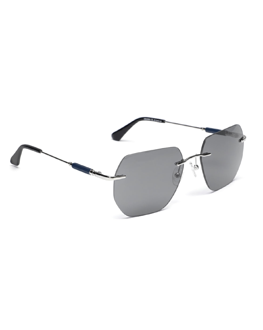 Men Premium Polarised UV Protected Blue Lens Silver Toned Rimless Sunglasses