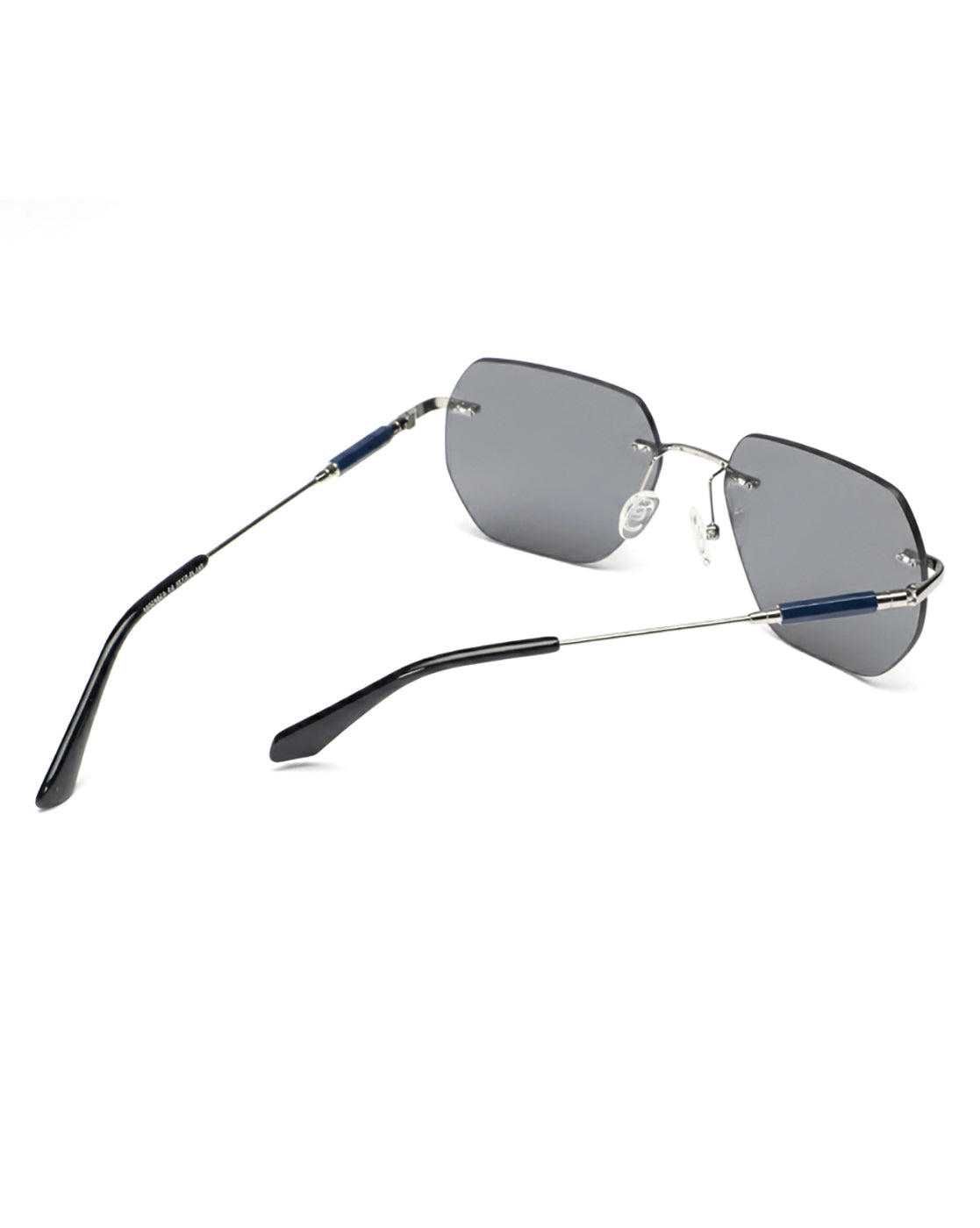 Men Premium Polarised UV Protected Blue Lens Silver Toned Rimless Sunglasses