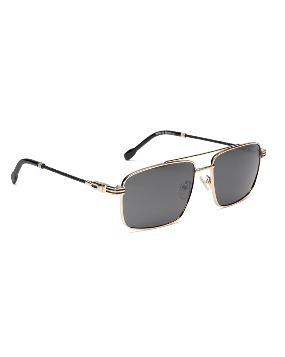 Men Premium Polarised UV Protected Blue Lens Gold and Black Toned Rectangle Sunglasses