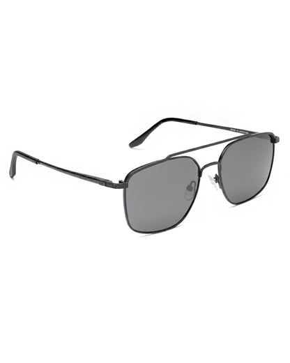 Men Premium Polarised UV Protected Black Lens Black Toned Rectangle Sunglasses