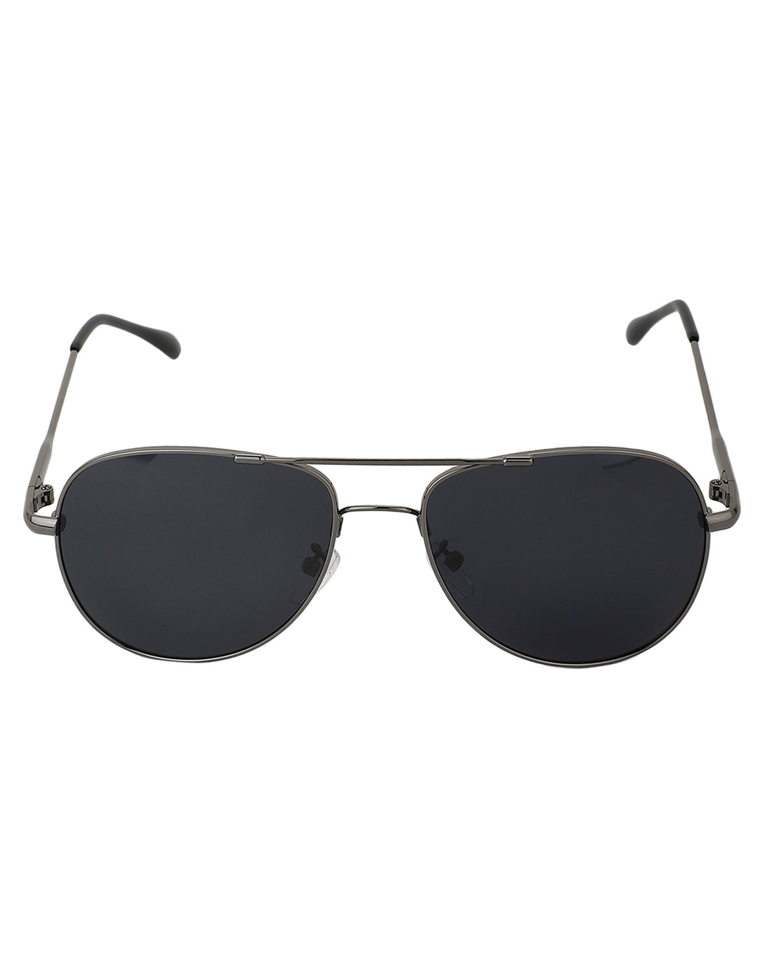 Carlton London Unisex Black Lens &amp; Gunmetal-Toned Aviator Sunglasses With Uv Protected Lens