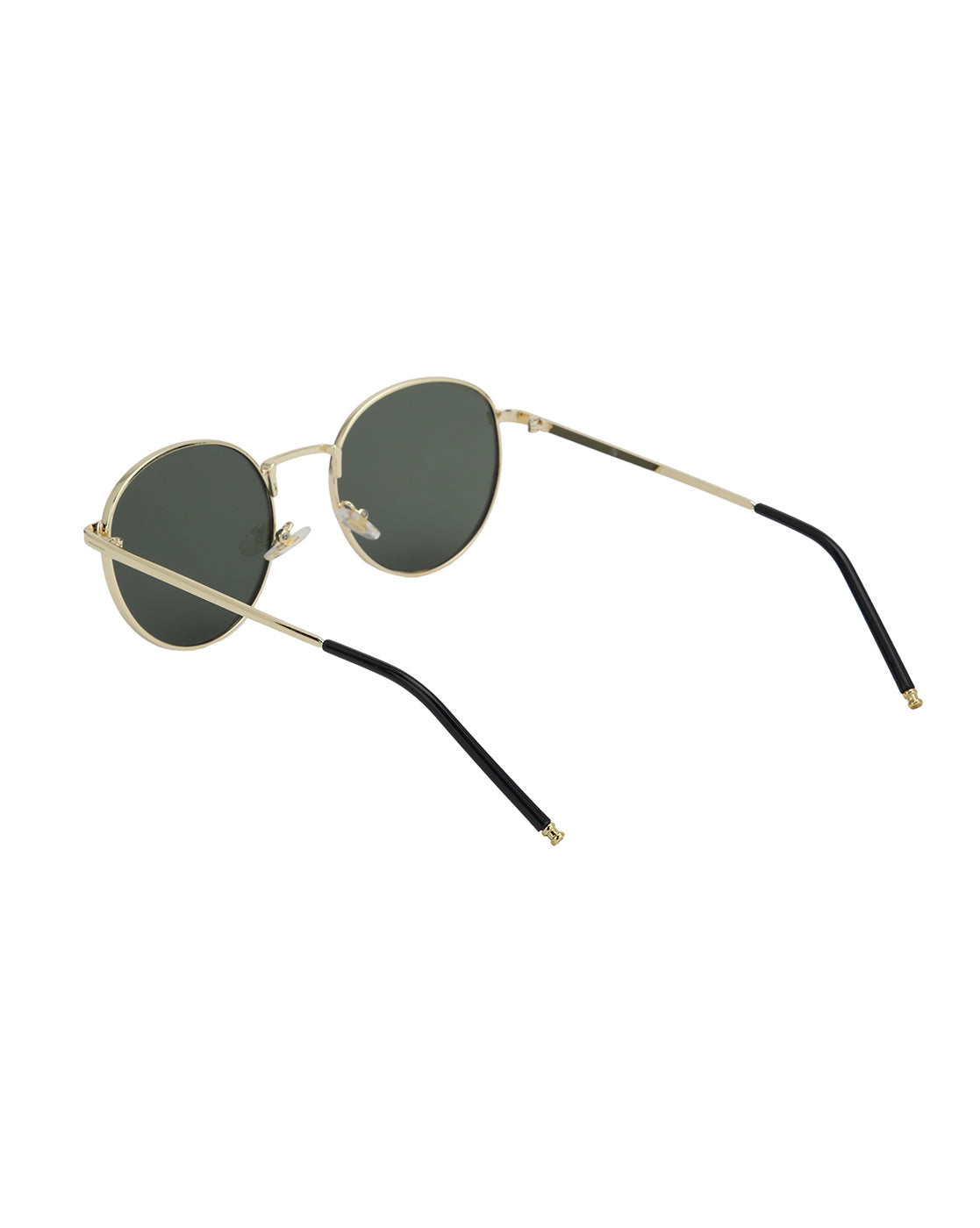 Gold Toned with Green UV Protected Lens Round Sunglass for unisex