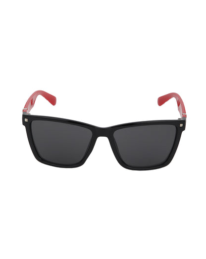 Black with Red Toned UV Protected Lens Rectangle Sunglass for unisex