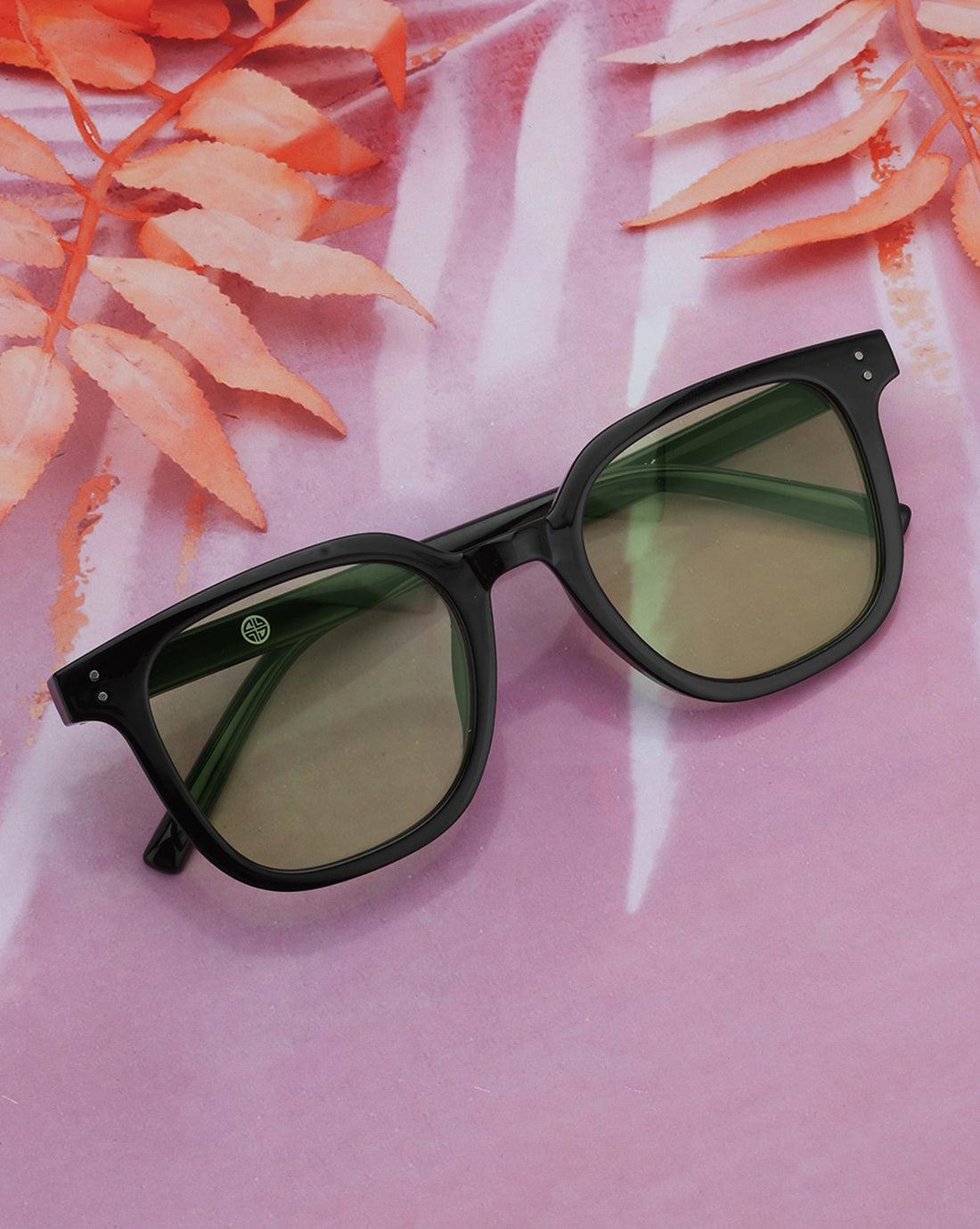 Black Toned with Green UV Protected Lens Rectangle Sunglass for unisex