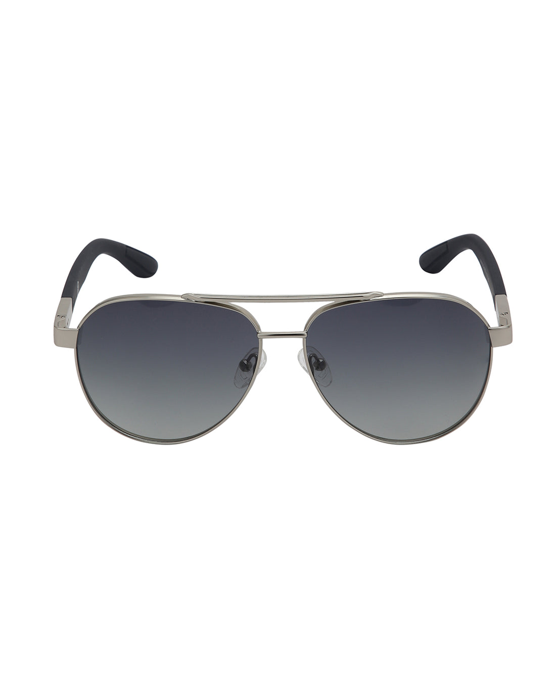 Unisex Premium Silver &amp; Black Toned Green UV with Polarised Lens Aviator Sunglass