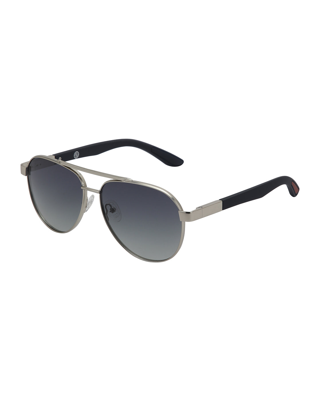 Unisex Premium Silver &amp; Black Toned Green UV with Polarised Lens Aviator Sunglass