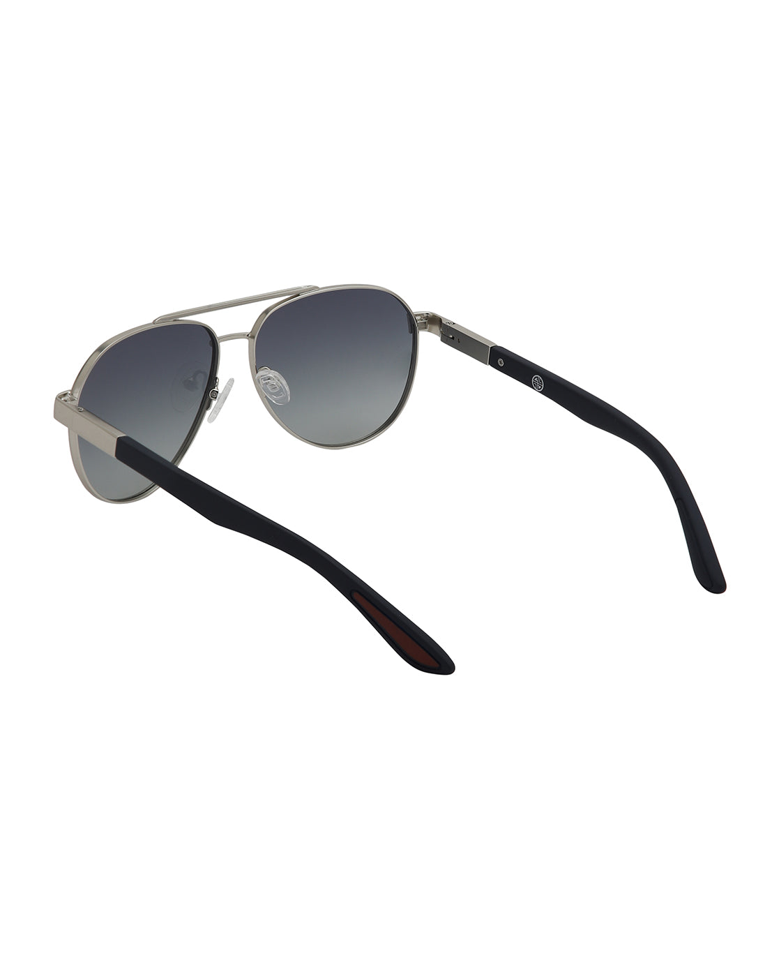 Unisex Premium Silver &amp; Black Toned Green UV with Polarised Lens Aviator Sunglass