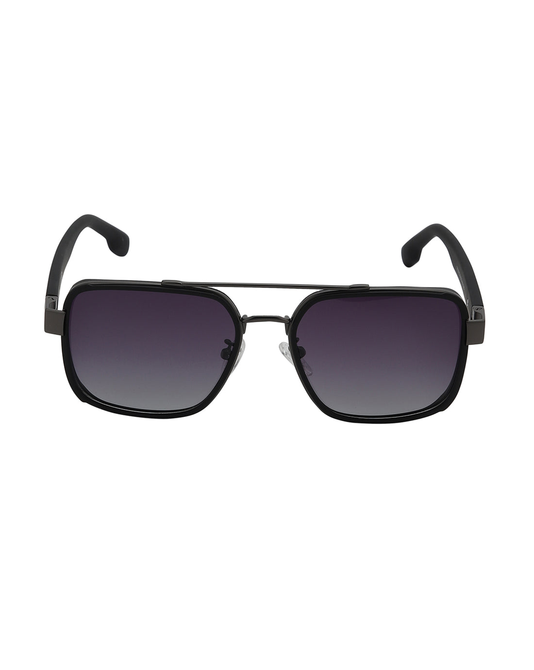 Unisex Premium Metallic &amp; Black Toned Grey UV with Polarized Lens Square Sunglass