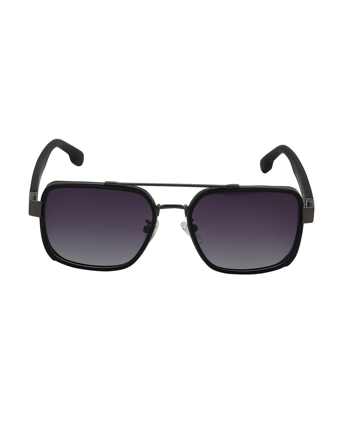 Unisex Premium Metallic &amp; Black Toned Grey UV with Polarized Lens Square Sunglass