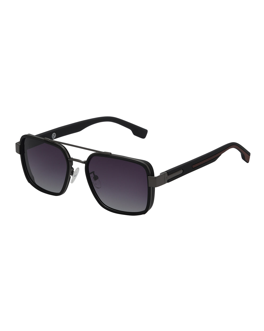 Unisex Premium Metallic &amp; Black Toned Grey UV with Polarized Lens Square Sunglass