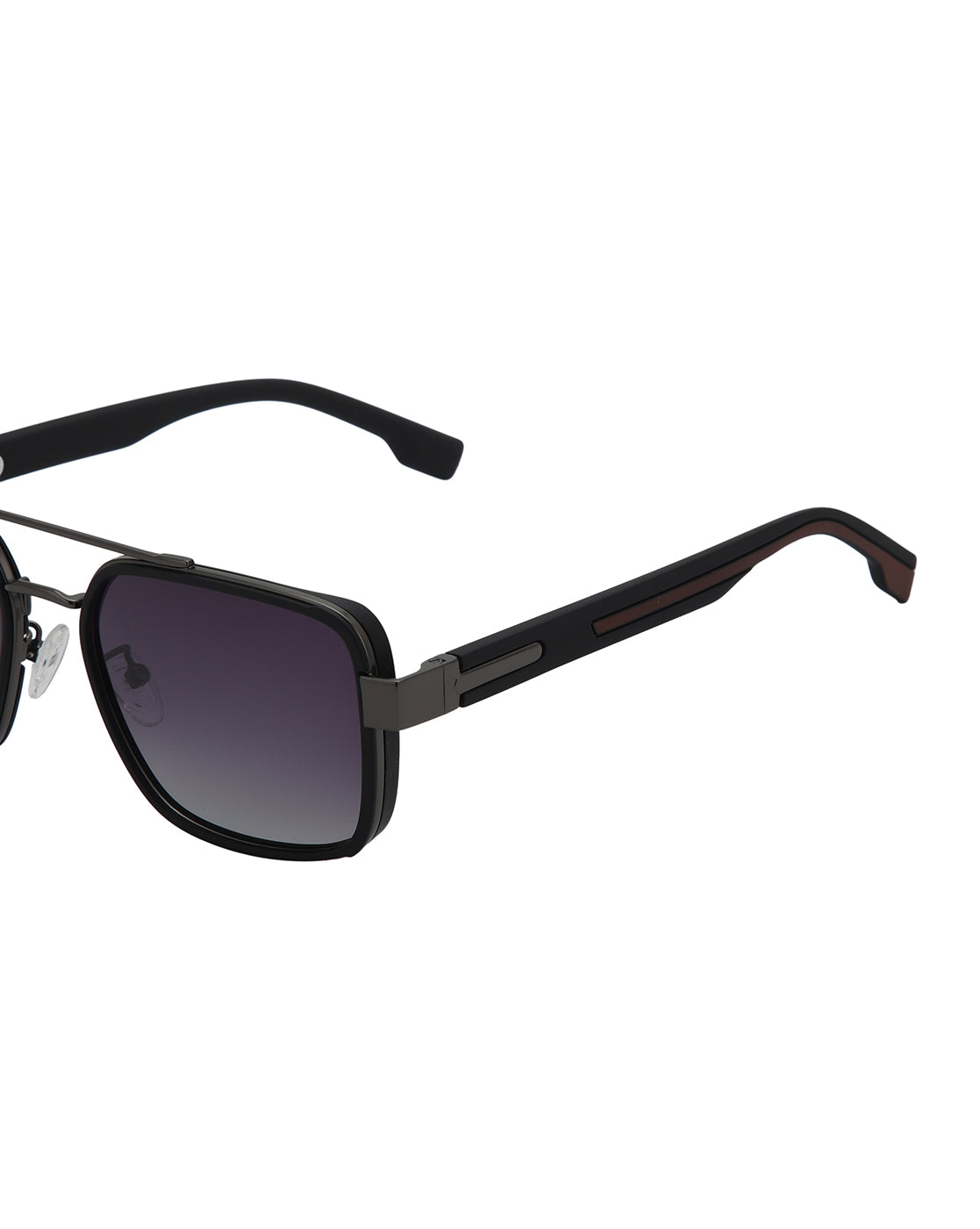 Unisex Premium Metallic &amp; Black Toned Grey UV with Polarized Lens Square Sunglass