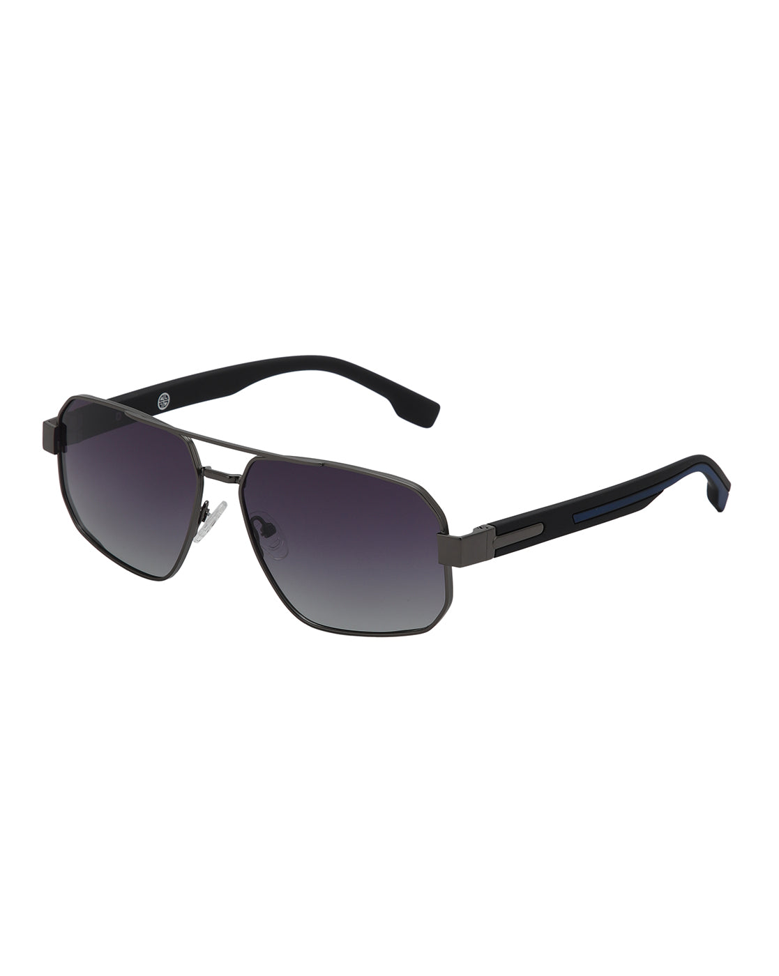 Unisex Premium Metallic &amp; Black Toned Grey UV with Polarised Lens Rectangle Sunglass