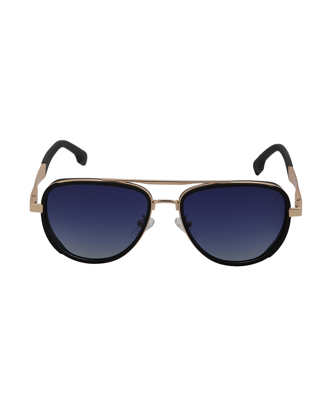 Unisex Premium Rose Gold &amp; Black Toned Blue UV with Polarised Lens Aviator Sunglass