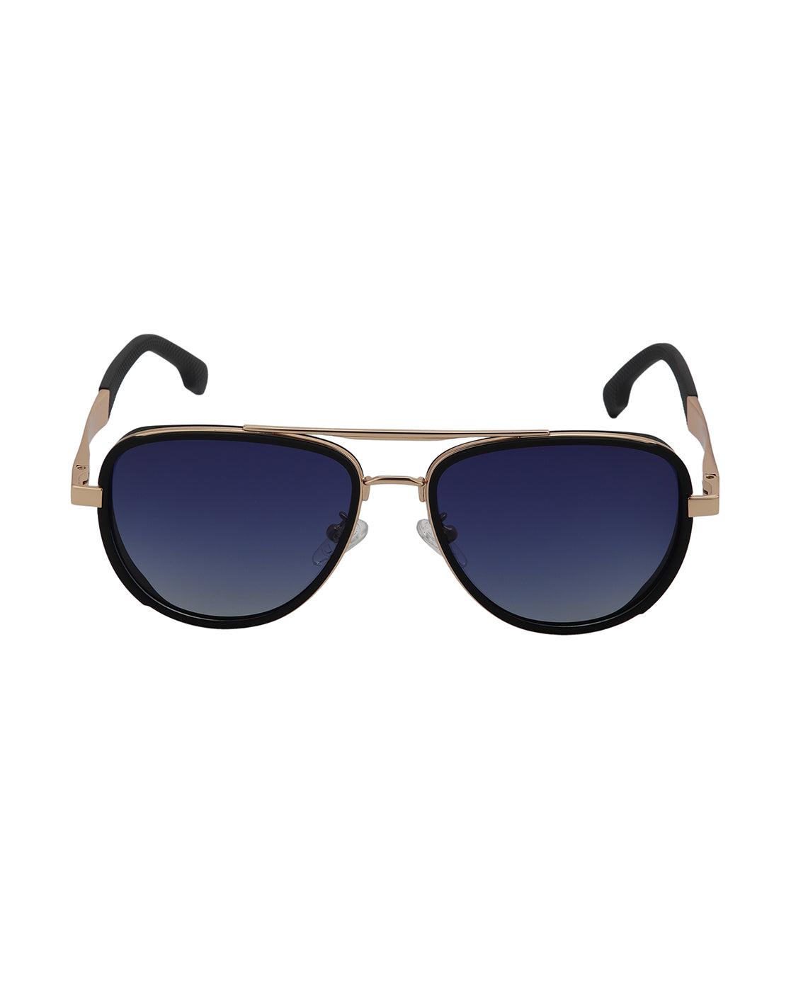 Unisex Premium Rose Gold &amp; Black Toned Blue UV with Polarised Lens Aviator Sunglass