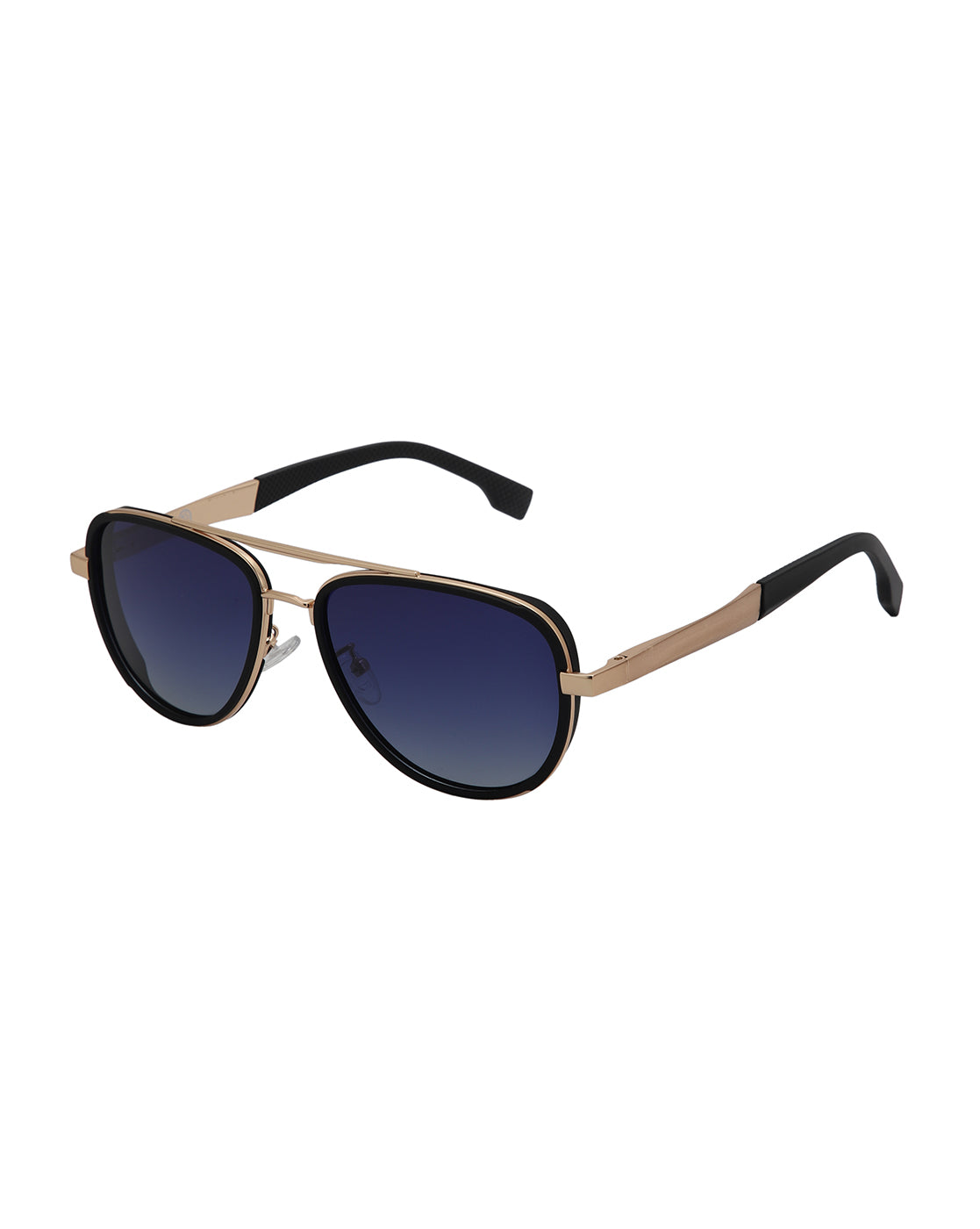 Unisex Premium Rose Gold &amp; Black Toned Blue UV with Polarised Lens Aviator Sunglass