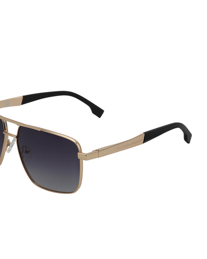 Unisex Premium Rose Gold &amp; Black Toned Grey UV with Polarized Lens Square Sunglass
