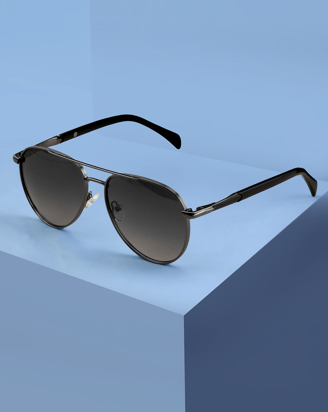 Unisex Premium Polarised UV Protected Blue Lens Gunmetal Toned Aviator Sunglasses
