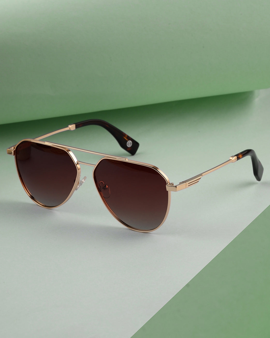Unisex Premium Polarised UV Protected Brown Lens Gold Toned Aviator Sunglasses