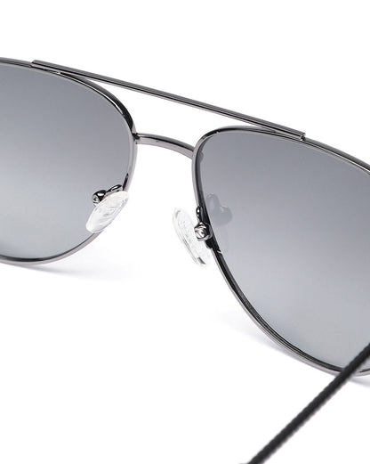 Unisex Premium Polarised UV Protected Blue Lens Gunmetal Toned Rectangle Sunglasses
