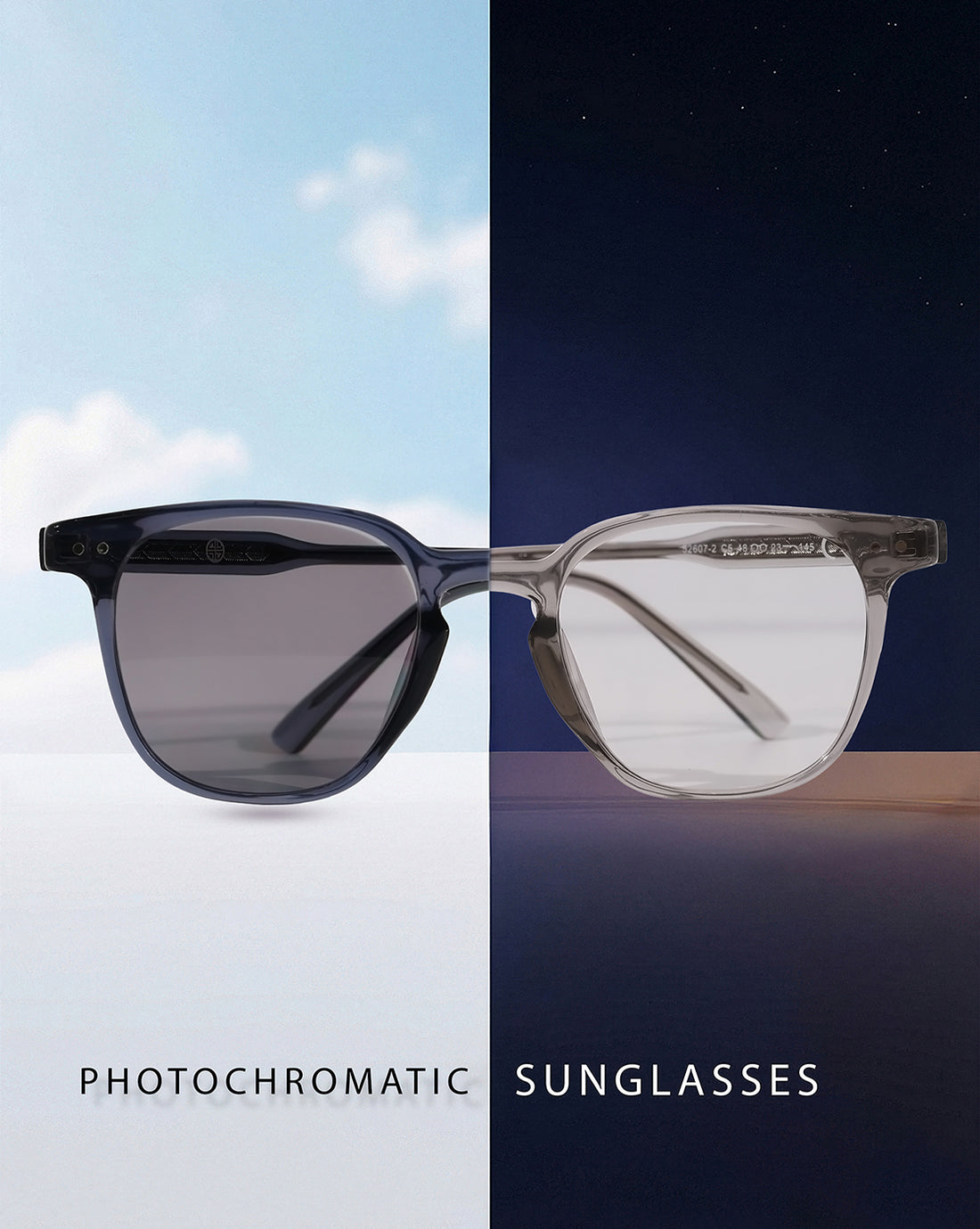 Unisex Premium Polarised UV Protected Photochromic Frame & Lens Grey Wayfarer Sunglasses