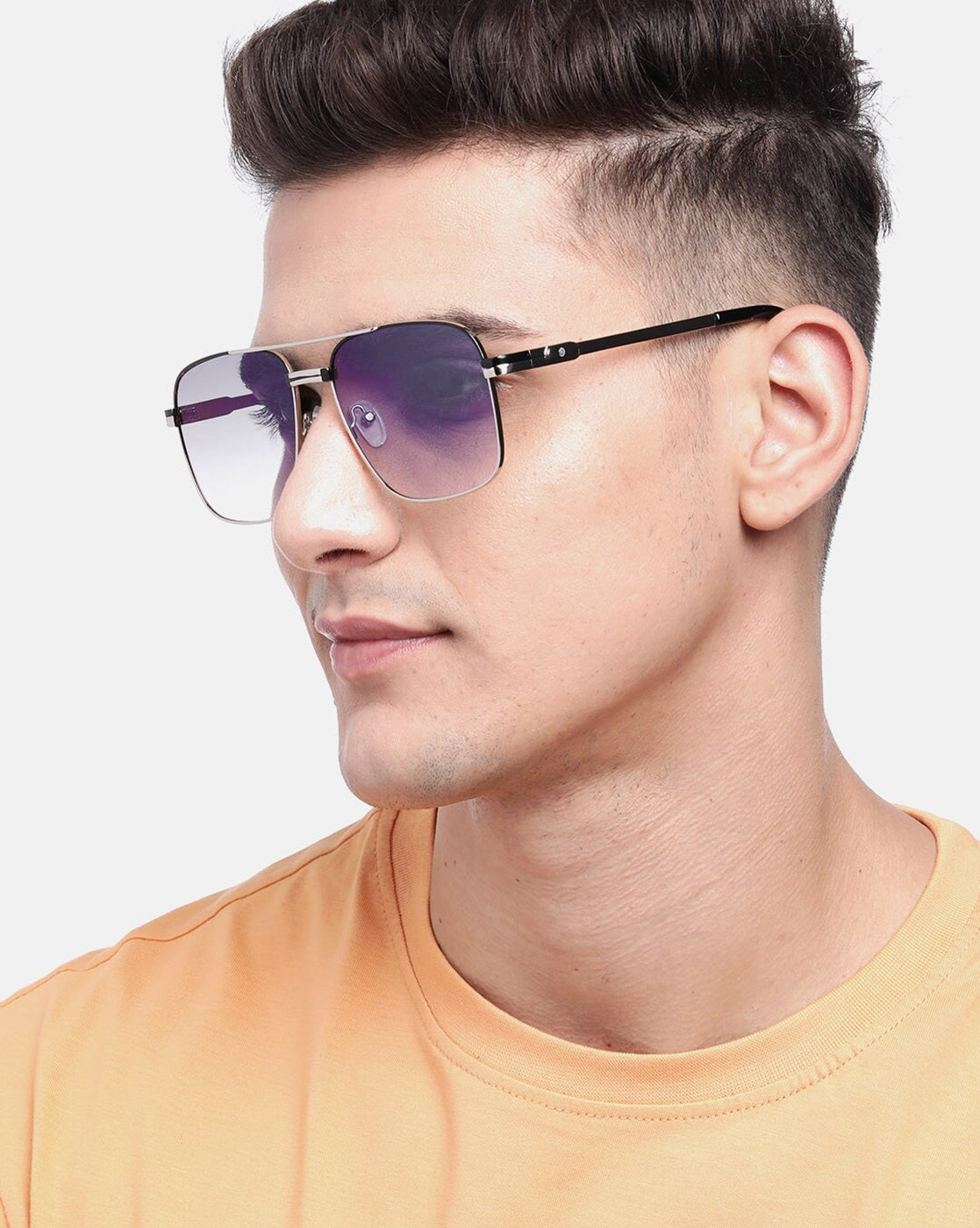 Carlton London Clear Lens &amp; Silver-Toned Rectangle Sunglasses With Uv Protected Lens For Men