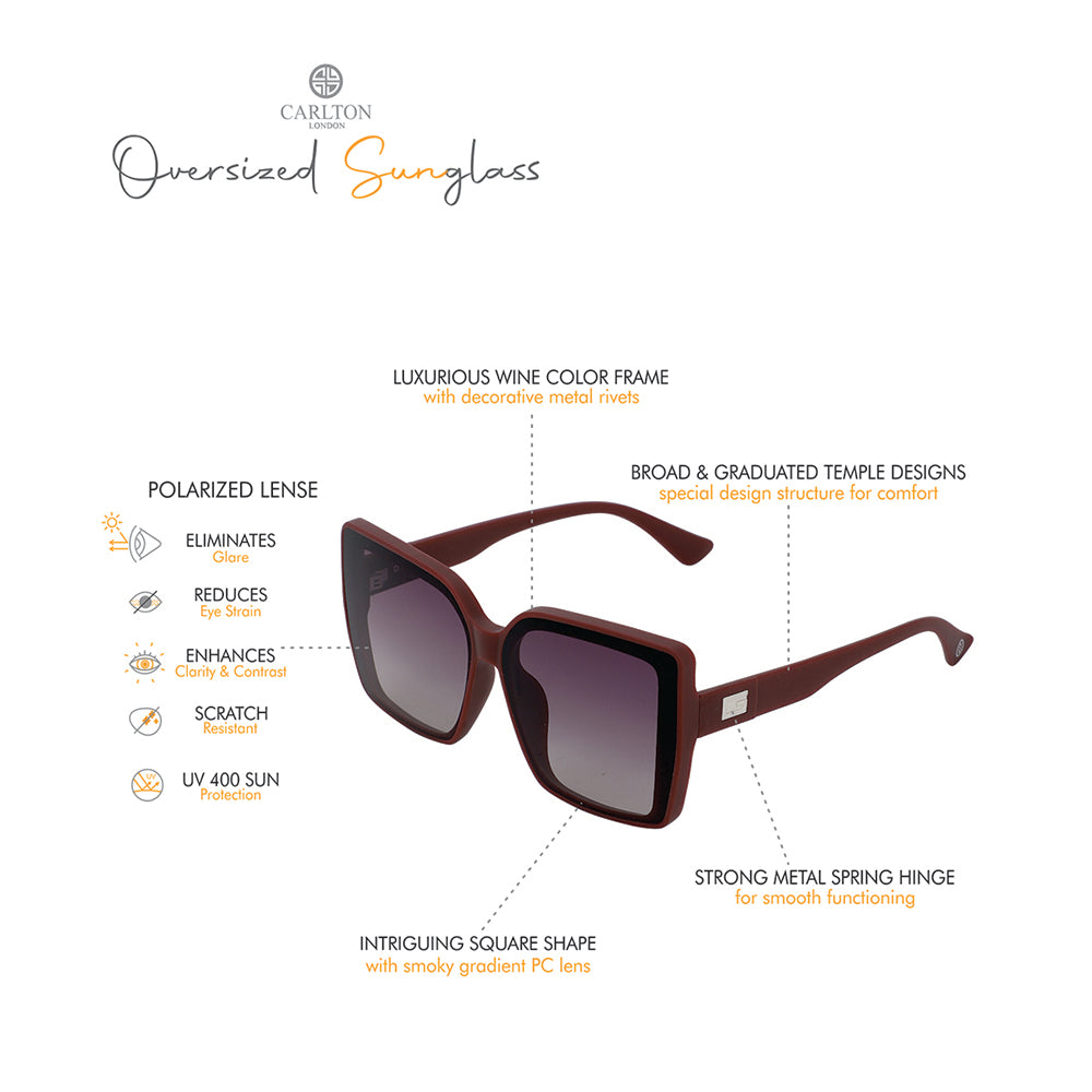 Carlton London Premium-Women-Brown Toned Polarised And Uv Protected Lens Oversized Sunglasses For Women