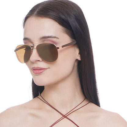 Carlton London Rose Gold &amp; Brown Toned Uv Protected Aviator Sunglasses For Women