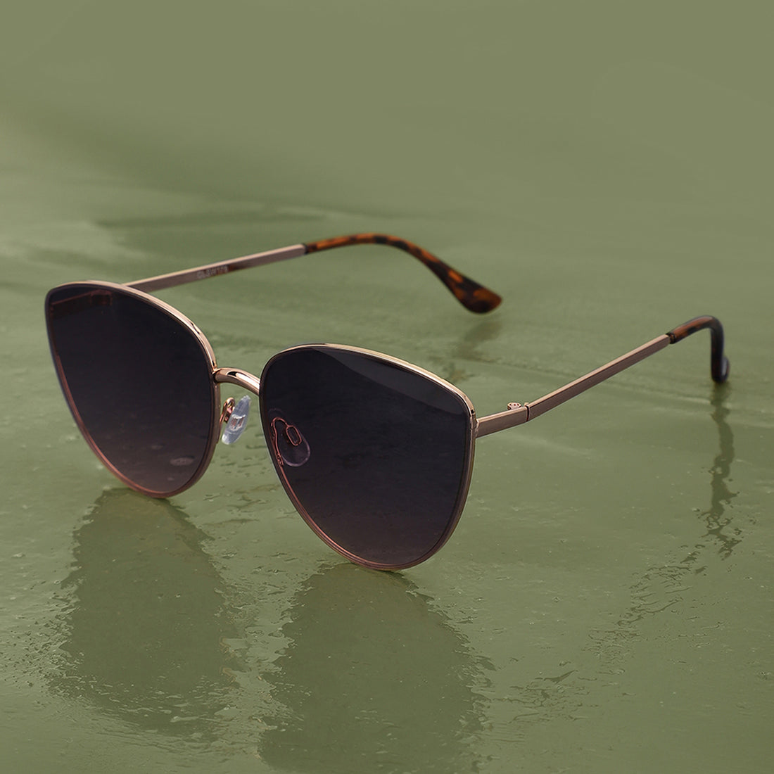 Carlton London Rose Gold &amp; Brown Toned Uv Protected Cateye Sunglasses For Women
