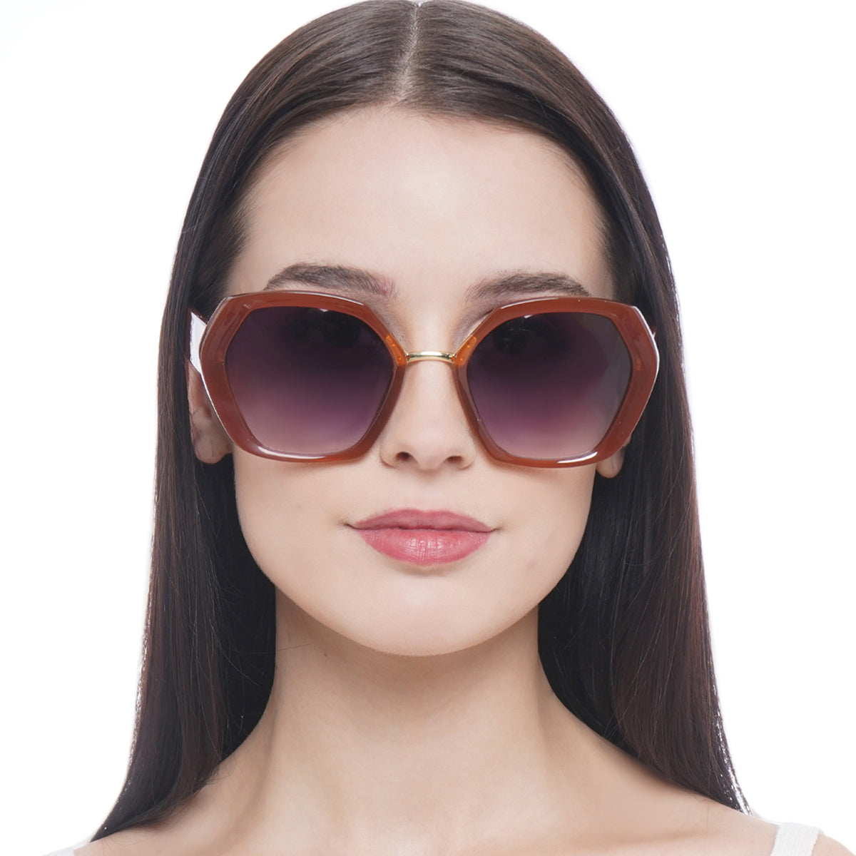 Carlton London Brown &amp; Gold Toned Uv Protected Oversized Sunglasses For Women